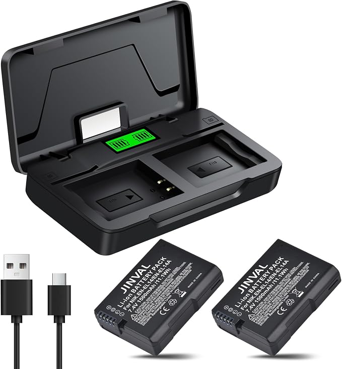 EN-EL14 EN-EL14A Battery 2 Pack and Charger Case Compatible by Unknown