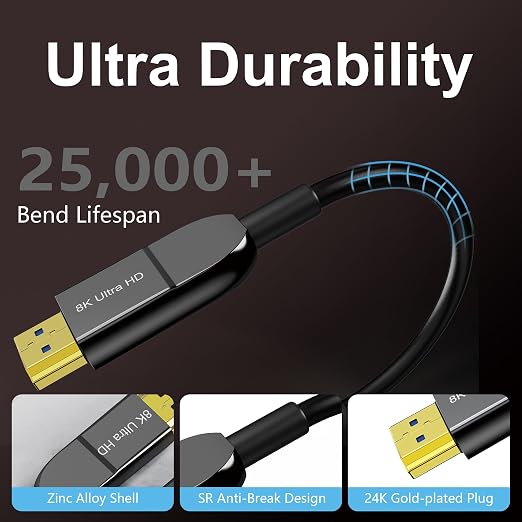 8K Fiber Optic HDMI Cable 30FT, Long Active HDMI 2.1 Cable 48Gbps Ultra High - Image 6