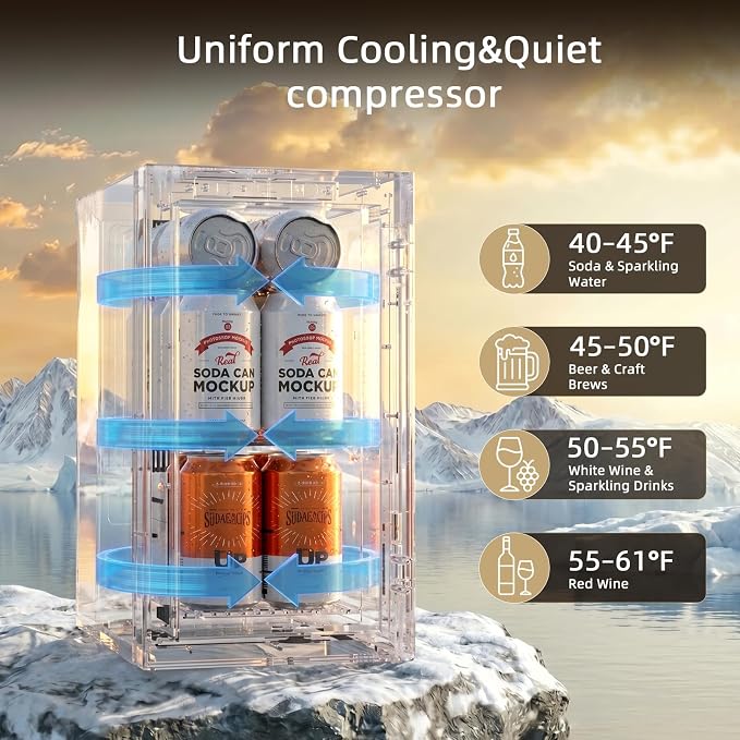 Antarctic Star Mini Fridge Beverage Refrigerator, 10L Small Drink Fridge for Bedroom, beverage cooler with Digital Temp Adjustment 40-61°F, Ideal for Bedroom, Dormitory, Office, Bar and Kitchen - Image 5