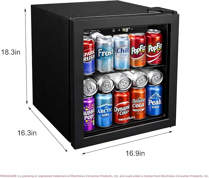 FRIGIDAIRE 12-Bottle Cooler, 1.2 Cu. Ft. Glass Door Beverage Refrigerator, Digital Display Mini Fridge with Touch Controls, Adjustable Shelves, LED Lighting & Quiet Compressor Cooling - Image 5