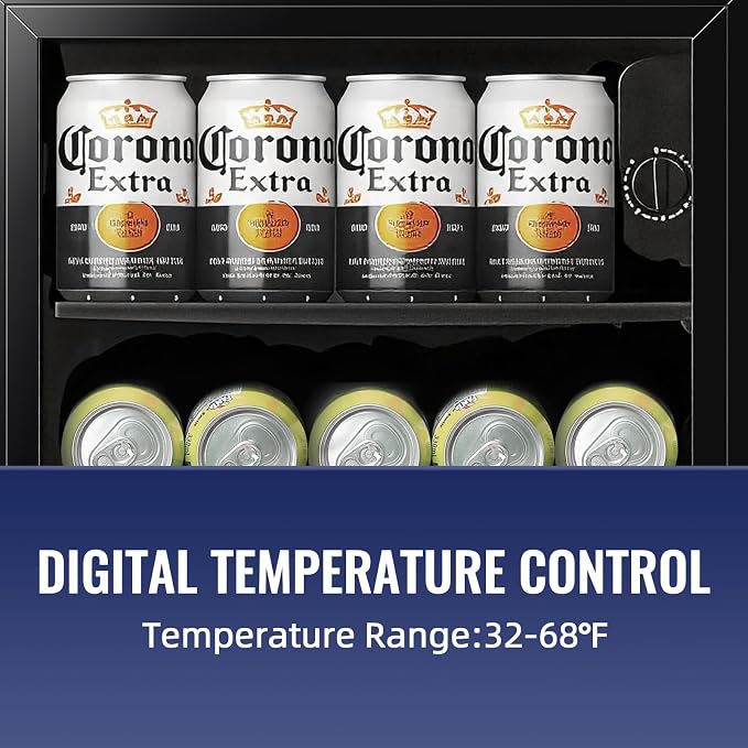 1.3 Cu.ft Beverage Refrigerator Drink Mini Fridge Refrigerator for Soda Beer or Cans Personal Beverage Cooler 7 Modes Temp Adjustable Shelves Suit for Home, Office, Dorm - Image 3