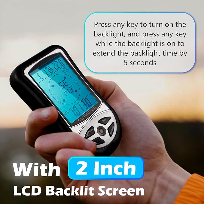 Multifunction Digital Altimeter, Digital Compass, Hiking Thermometer 8 in 1 - Image 6