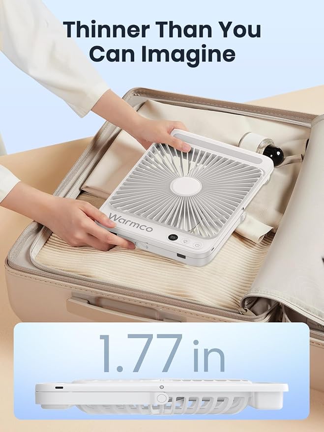 Warmco 20000mAh Battery Powered Fan, Ultra-Slim 8-Inch Portable Camping Fan with LED Lantern, Up to 48H Runtime Rechargeable Desk Fan for Bedroom, Outdoor, Tent, Travel, Cruise Ship Essentials - Image 6