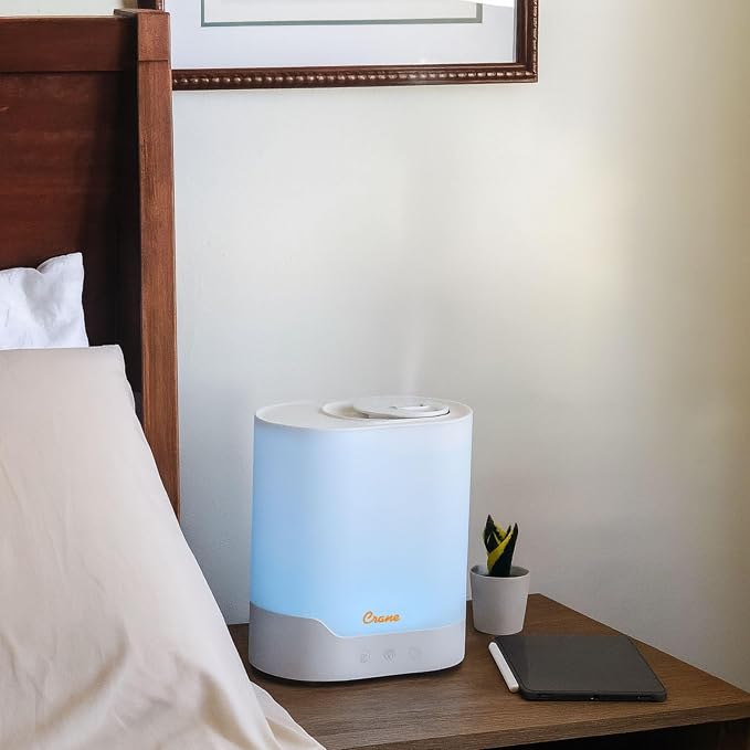 Crane 0.7 Gallon Top Fill Cool Mist Humidifier and Aroma Diffuser, with Color-Changing Night Light and Aroma Diffuser Function, Humidifier For Bedroom, Office or Nursery - Image 4