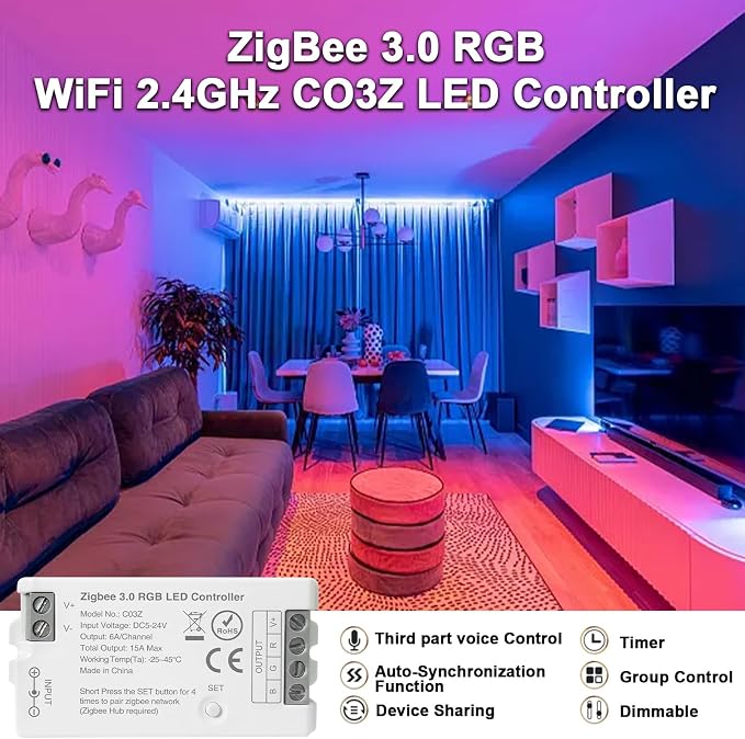 ZigBee 3.0 LED Controller C03Z RGB LED Strip Bulb Dimmer Compatible - Image 4
