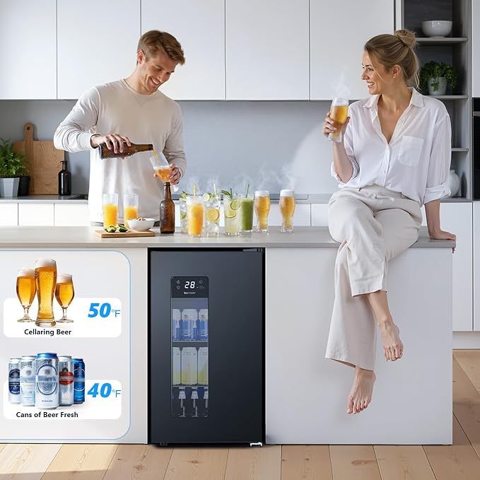 Electactic Beer Cooler 3.2 Cuft, 130 Can Beverage Refrigerator with Adjustable Shelves, Accurate Temperature 20°F-50°F Even Cooling for Home Bar, Game Day, Mancave, Black - Image 3