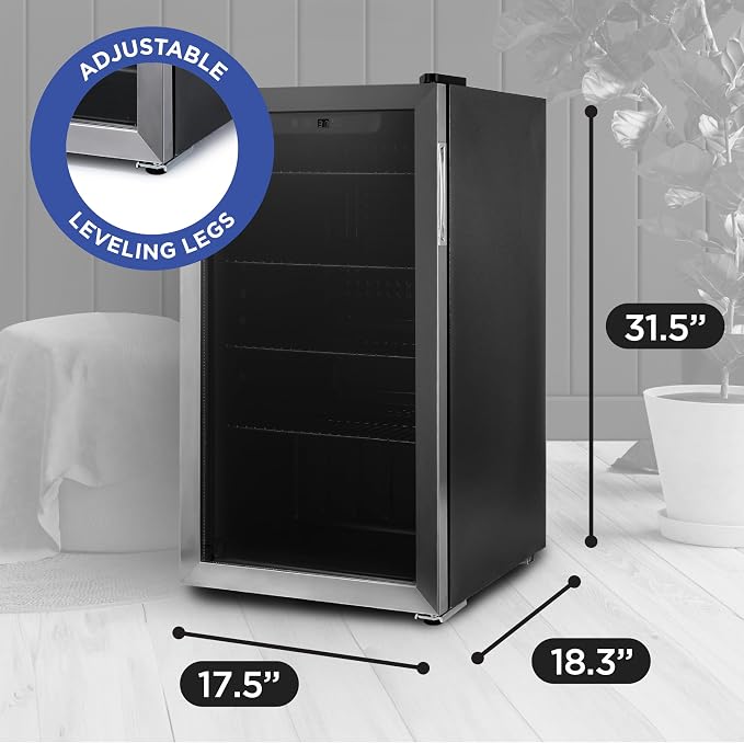 BLACK+DECKER 3.3 Cu. Ft. Beverage Cooler, BDB31HS | Beverage Fridge with Double Pane Glass Door, Drink Fridge with 112-Can Capacity for Home Bar and Home Office with LED Display - Image 7