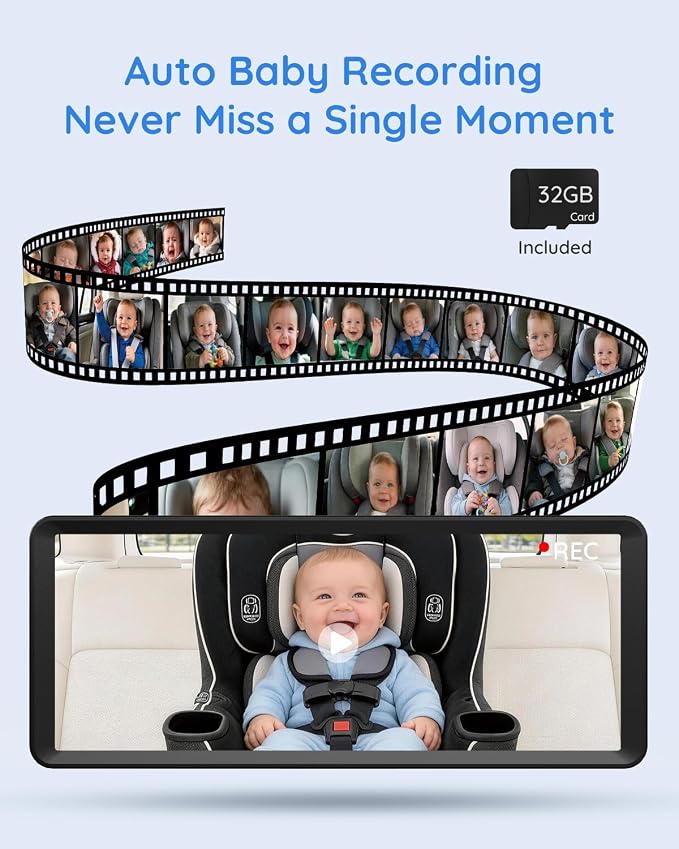 Luckview BM5PRO Dual Camera Baby Car Monitor, 7.2 Inch 1080P Split Screen - Image 4