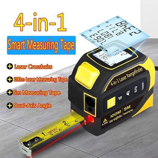 tape measure 4-in-1 laser Digital Measuring Tape & 60m/197ft Laser Distance - Image 4