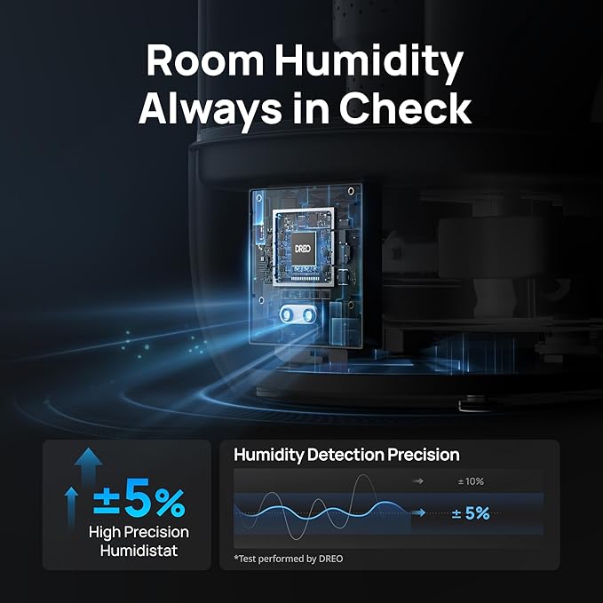DREO 6L Top Fill Humidifiers for Bedroom, 60H Runtime, 28 dB Quiet Supersized Cool Mist Humidifiers for Large Room, Ultrasonic Humidifier for Home, Plant, Baby, Night Light, Indoor - Image 5