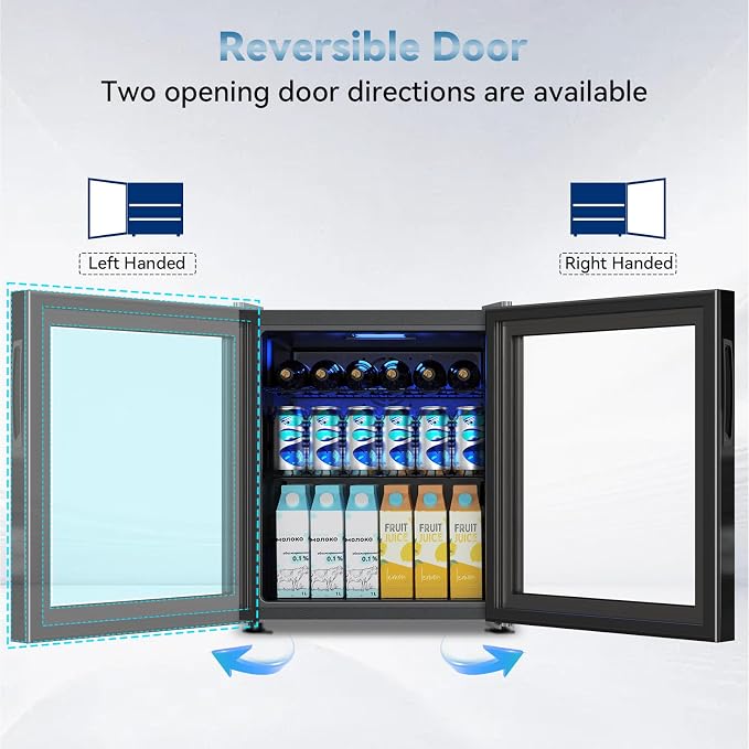 Velivi Mini Fridge with Glass Door-Small Fridge Desk Beverage Cooler for Beer Drinks 1.4 Cu.Ft Countertop Beverage Fridge with Adjustable Shelves, Led Light for Bedroom/Office/Dorm (Black) | Beer Drinks Fridge 1.4 Cu.Ft Countertop Beverage Fridge with ... - Image 2