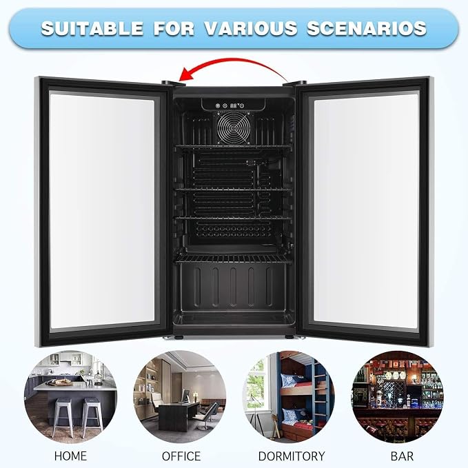 Antarctic Star Beverage Refrigerator Cooler -120 Can Glass Door Mini Fridge, for Soda Cola Beer or Wine Cooler Small Drink Dispenser Clear Front Door for Home, Bar 3.2cu.ft | 120 Can Capacity for Soda Cola Beer, Clear Front Glass Door for Home, Bar - Image 3