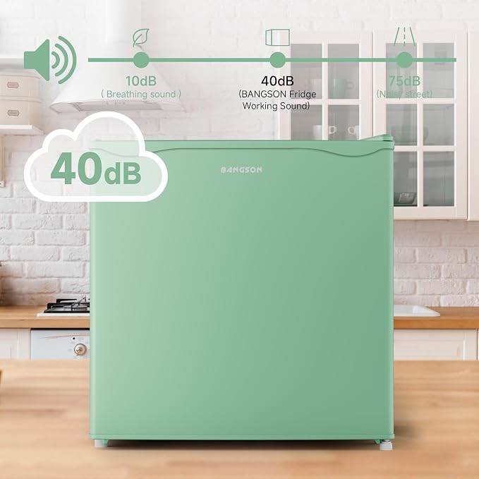 1.7 Cu.Ft Mini Fridge with Freezer for Dorm Office,Green | Compact Refrigerator Office, Energy Saving Small Fridge Reversible Single Door, Low Noise for Bedroom Small Apartment - Image 6