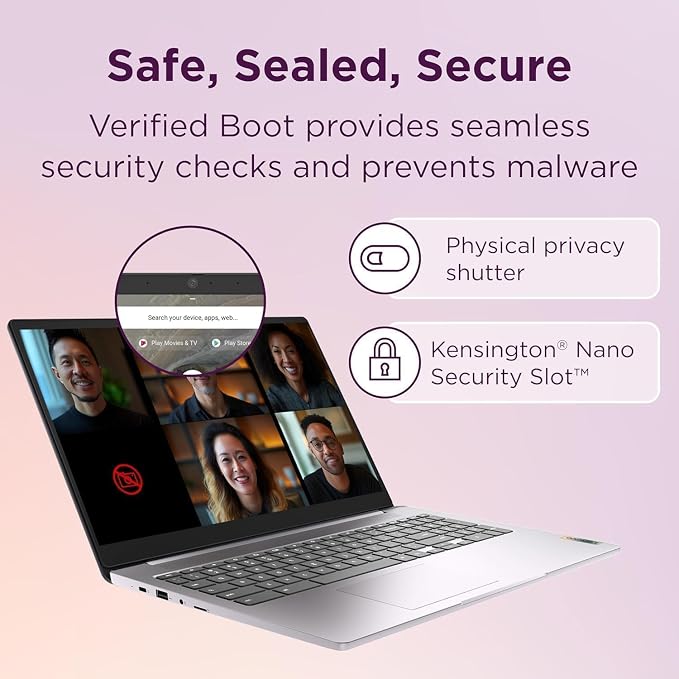 Lenovo Chromebook 15 IdeaPad 3i Laptop, 15.6" FHD, Intel Celeron, 4GB RAM | 192GB Storage (64GB eMMC + 128GB SD Card), Home & Students, Webcam, Numeric Keyboard, 10-Hour Long Battery Life, Chrome OS - Image 4
