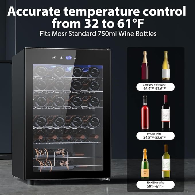 Electactic Wine Cooler Refrigerator 4.4Cu.ft, 37 Bottle Freestanding Cabinet Wine Cellars, Wine Fridge with Glass Door for Home Use, Protecting Your Reds and Whites - Image 4