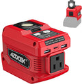 220W Azocek Power Inverter Compatible with Milwaukee 18V Battery, DC 18V to AC 110V Portable Power Station with 1 AC Outlet, 2 USB Ports & 1 Type-C Fast Charging, 400LM LED Work Light by Azocek