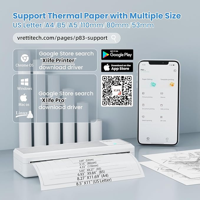 vretti P83 Portable Printers Wireless - Image 4