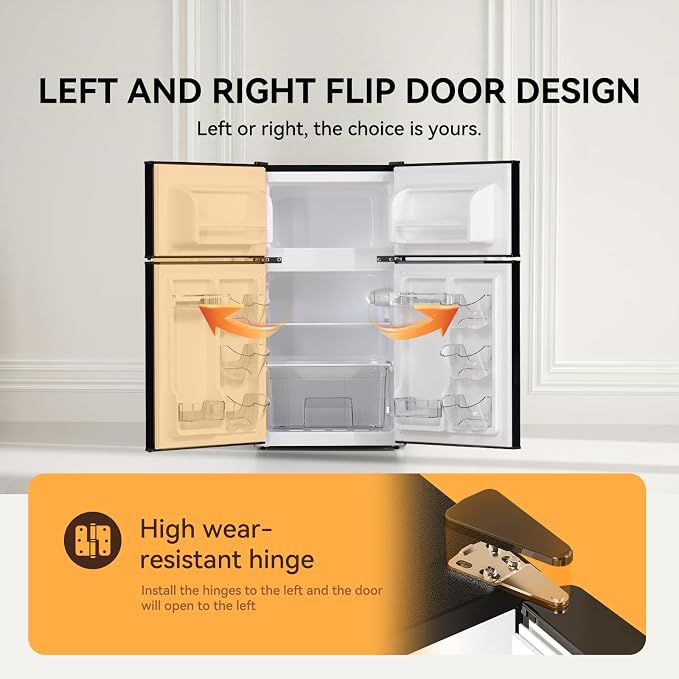 Mini Fridge with Freezer 3.2 Cu.Ft. 2 Door Refrigerator and Freezer Small Fridge for Bedroom Home Office Dorm, Small Drink Chiller, 37 dB Low Noise, Black - Image 7
