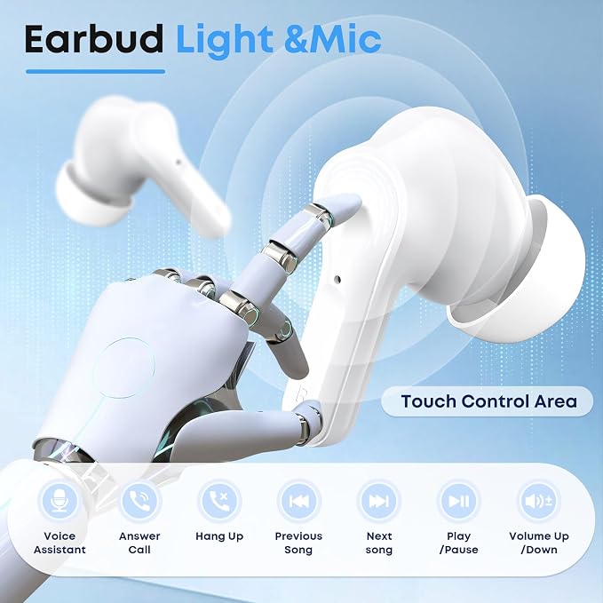 Wireless Earbuds Bluetooth 5.4 Headphones, Noise Cancelling Mic Ear Buds with 50H Playback, LED Digital Display, IPX7 Waterproof Earphones for Office/Running/Workout - Image 5