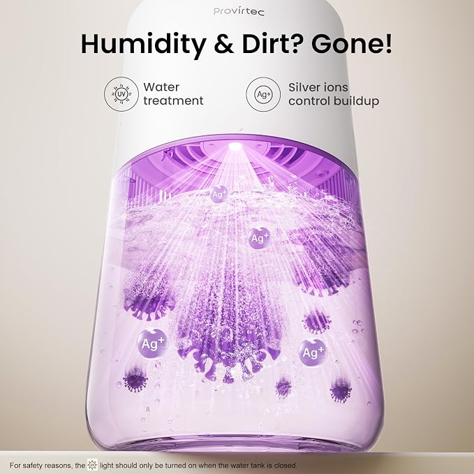 MistFree Evaporative Humidifier for Bedroom, 3L No White Dust for Sensitive Individuals, Auto Humidity Control, Works with Tap Water, Night Light, Easy Clean Tank for Home & Small Room - Image 4