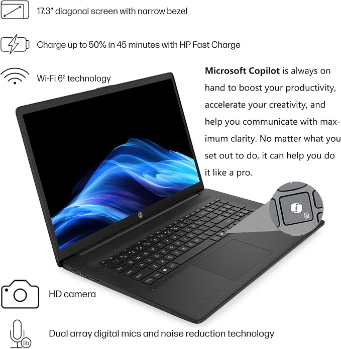 HP Laptop Computer, Intel Ultra 5 225U (2026 Edition), Large 17.3" Display | 16GB DDR5 RAM, 512GB SSD, Long Battery Life, Ideal for Data Processing, Streaming, Photo & Video Editing, Windows 11 Home - Image 4