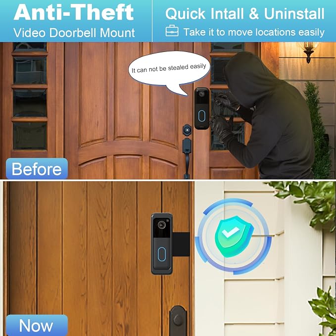 AISVAN Anti-Theft Blink Doorbell Door Mount, No-Drill Mounting Bracket - Image 6