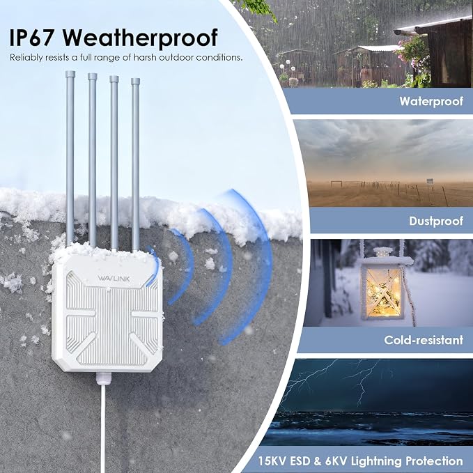2026 AX1800 WiFi 6 Outdoor WiFi Extender, WAVLINK Long Range WiFi Extender - Image 8