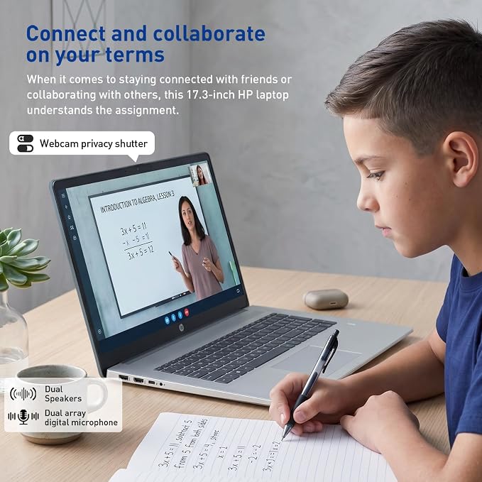 HP 17.3” Touchscreen Laptop w/Microsoft 365, 8GB RAM, 512GB SSD+128GB UFS | Webcam w/ shutter, Fingerprint Reader, Backlit Keyboard, Microsoft Copilot Key, Intel Quad-Core CPU, Win11, Blue - Image 8