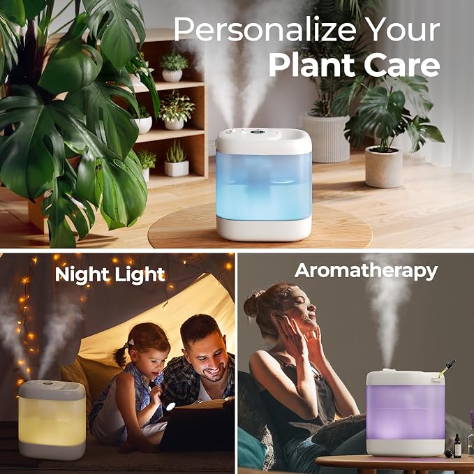 Homvana Humidifiers for Bedroom, 5L Super Easy to Clean Top Fill Auto Adapt Cool Mist Humidifier for Bedroom Plants Baby Kids for Home (Never Leaking Design), Quiet 40H Runtime, Essential Oil Diffuser - Image 8
