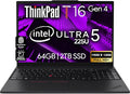 Lenovo ThinkPad T16 Gen 4 Business Laptop 16 FHD+ Display, Intel Ultra 5-225U (Beats i7-1355U), 64GB DDR5 RAM, 2TB SSD, 5MB Webcam, Fingerprint, Backlit KB, WiFi 6E, RJ-45, Win 11 Pro by LENOVO
