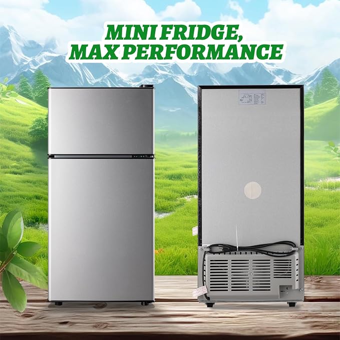2.4 Cu.ft Mini Fridge with Top Freezer Apartment Size Dual Door Compact Refrigerator for Personal Use Small Fridge with Egg tray, 7 Temperature Control For Dorm, Silver - Image 7