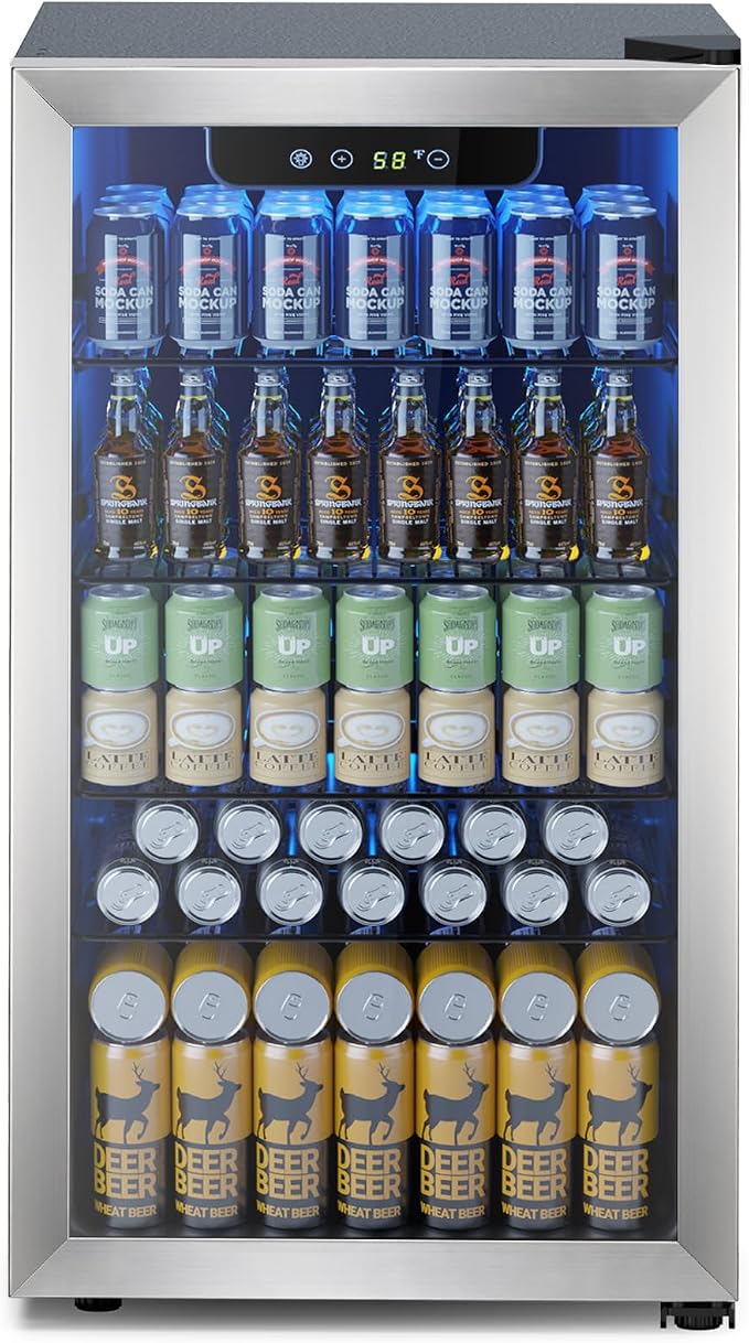 Electactic Mini Fridge 130 Can Beverage Refrigerator Cooler, 3.2 Cu.Ft Drink Fridge forSoda Wine Beer, Digital Temperature Control Cooler for Home, Dorm, Bar by Electactic