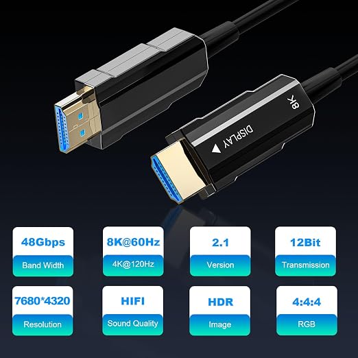 8K HDMI 2.1 Cable 66ft, Long Fiber Optic HDMI Cable, Ultra High Speed Thin HDMI - Image 2