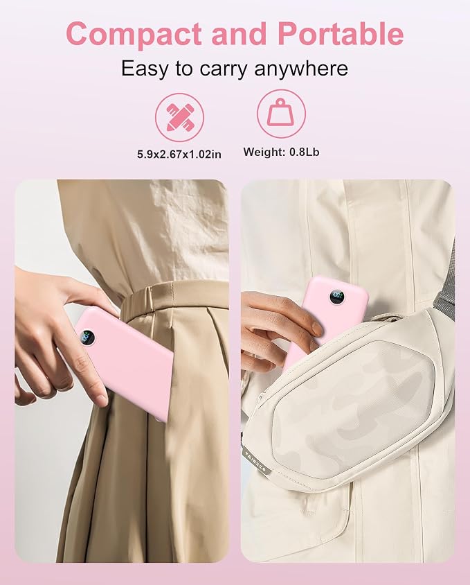 Portable Charger, 10000mAh PD20W Fast Charging Power Bank with Built-in Cables & Wall Plug, External Battery Pack with LED Display, Travel Essentials Battery Bank for iPhone, iPad, Samsung Fairy Pink - Image 7