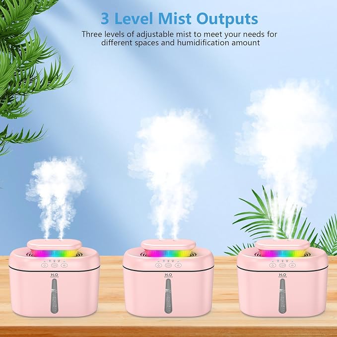 SZO Humidifiers for Bedroom, 2.5L Capacity, Auto Shut-Off, Easy to Fill & Clean, 16 dB Quiet Ultrasonic Humidifier for Large Room, Plants, Baby Nursery, Indoor, Night Light(soft pink) - Image 6