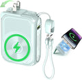 SEANCHEER P05 Portable Charger, Magnetic Power Bank, Small PowerBank, Battery Pack10000mAh Travel Essentials Fast Charging with Built in Cable, Foldable Wall Plug for iPhone,Samsung,Andriod (Green) by SEANCHEER