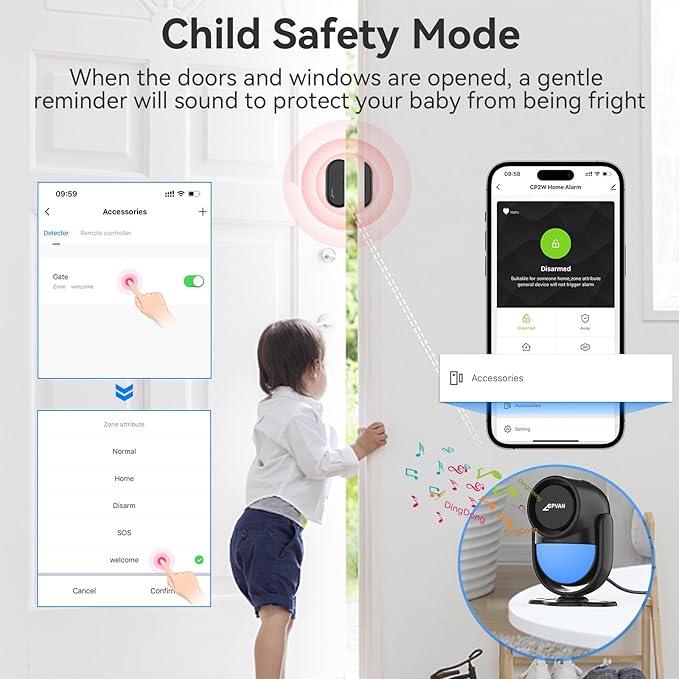 CPVAN WiFi Motion Sensor Alarm System, 125dB Smart PIR Motion Detector - Image 6