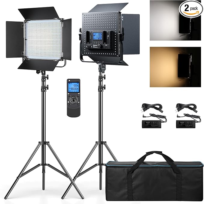 D80 Photography Lighting, 2 Packs LED Video Light by Dazzne
