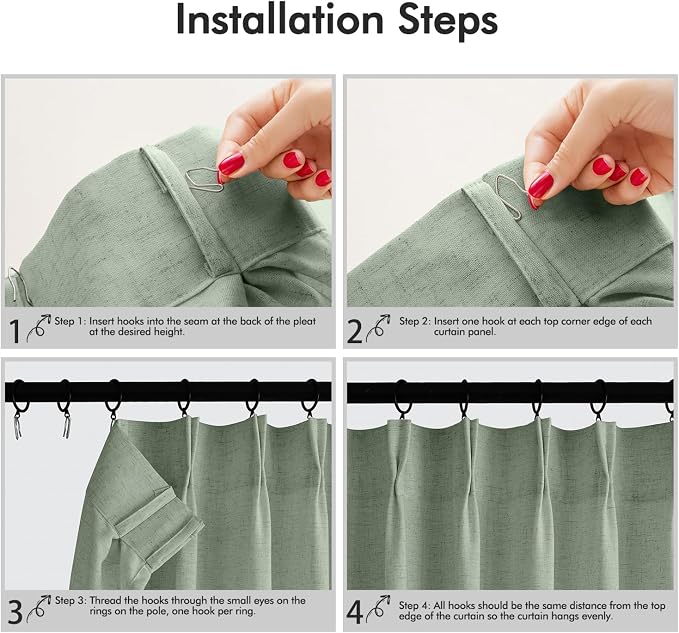 Memory Trained Pinch Pleated Curtains 96 Inches Long, Viral Linen Pinch Pleat - Image 5