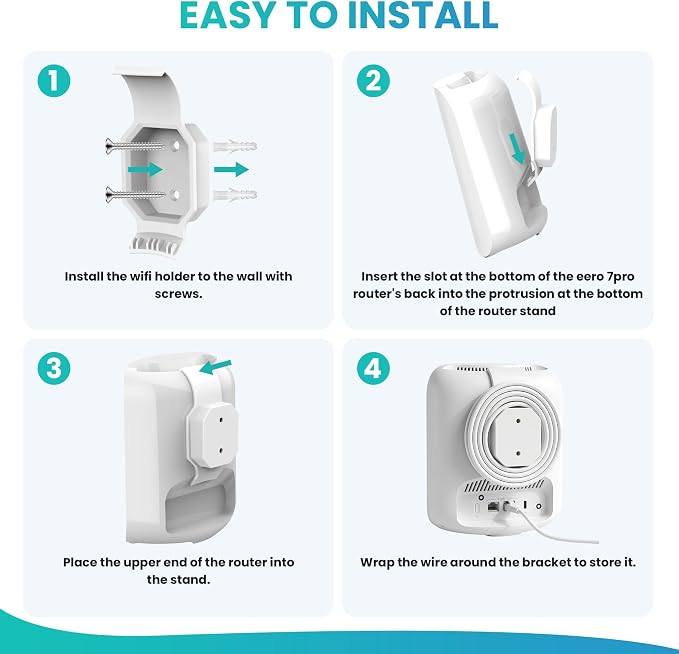 Wall Mount Holder for eero Pro 7 Router Mesh Wi-Fi System – No Messy Wires - Image 6