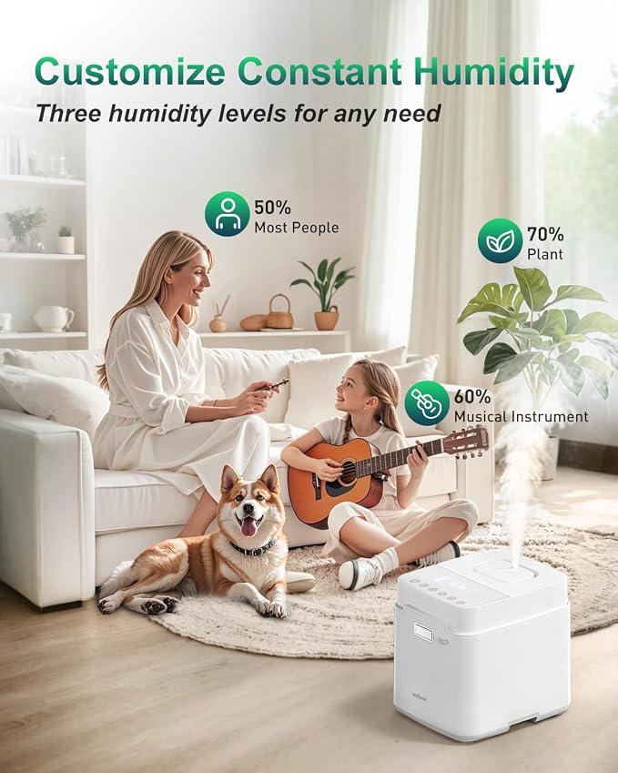 Mifasol Stainless Steel Humidifier, 3.3L Warm Mist Humidifiers for Bedroom, Easy Clean Steam Humidifiers for Home, Dishwasher Safe Humidifier Large Room, White - Image 5