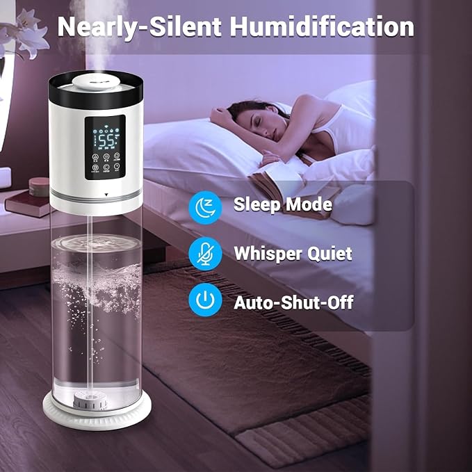 8L/2.1Gal Humidifiers for Bedroom Large Room with Clear Tank, 7-Color Light, 36dB Ultrasonic Cool Mist Humidifiers with Humidistat, Essential Oil Tray Top Fill Humidifier for Home Bedroom Office - Image 4