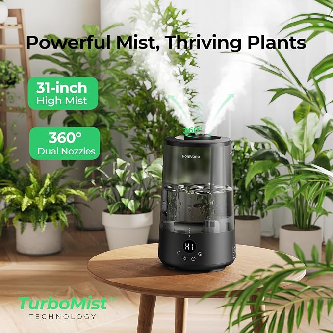 Homvana Humidifiers for Bedroom Home, 3.6L Cool Mist Top-Fill 34H Super Long Time, Quiet 23dB, Baby Humidifier, Oil Diffuser for Large Room, House, Plant, Nursery, Office, BPA FREE, Ultrasonic (Black) - Image 4
