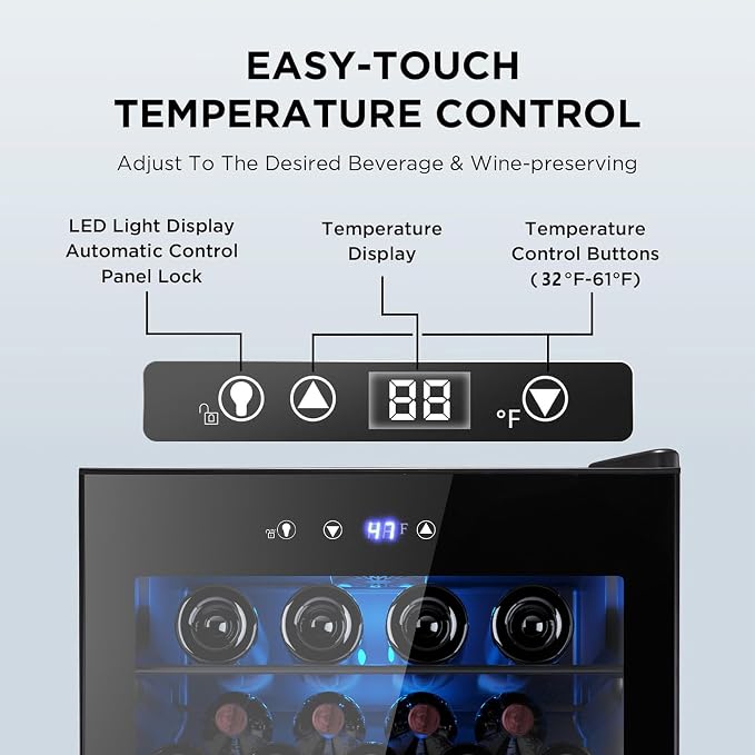 Electactic 37 Bottle Wine Fridge,Freestanding 145 Can Beverage Refrigerator with Smart Temperature Control，4.5 CU FT Quiet Mini Fridge with Child Lock Panel for Family Restaurant Bar, Black - Image 5