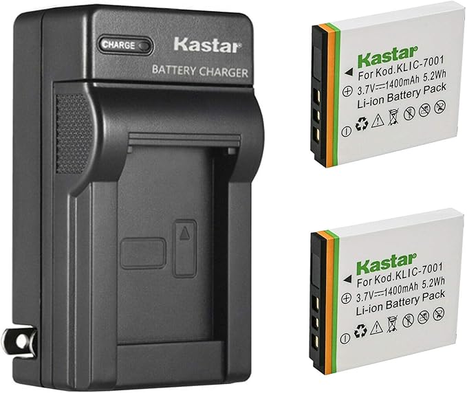 Kastar 2-Pack K7001 Battery and AC Wall Charger Replacement by Kastar