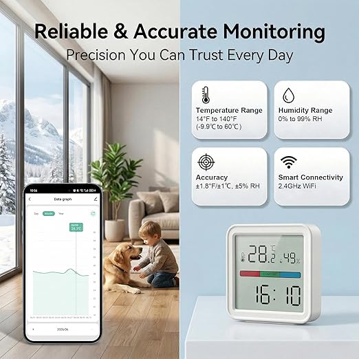 eMylo WiFi Thermometer Hygrometer, Smart Temperature Humidity Sensor - Image 6