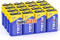 PKCELL 9V Batteries 16 Pack 9 Volt Batteries by Pkcell