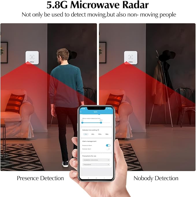 eMylo WiFi Human Presence Sensor 3 Pack, WiFi Millimeter Wave Radar Detection - Image 4