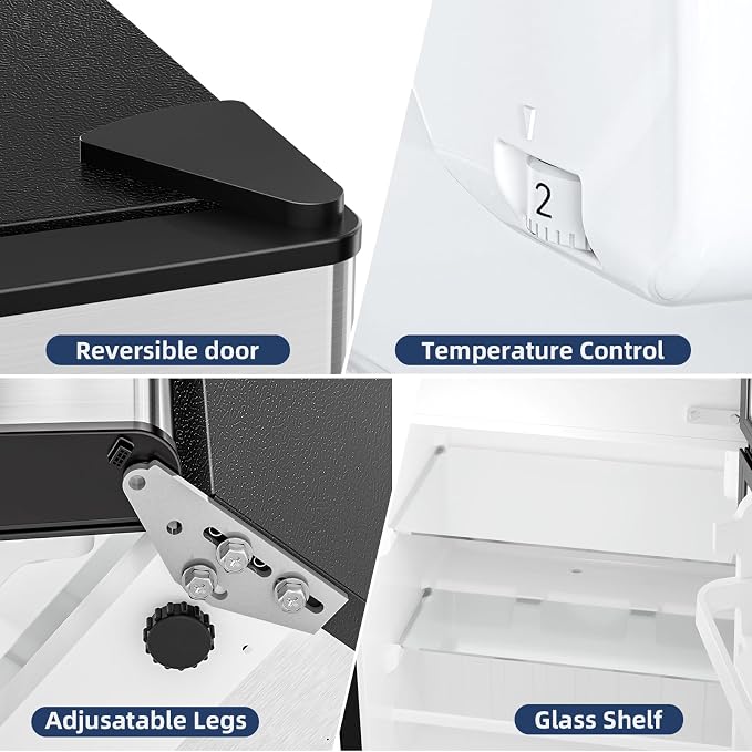 Antarctic Star Mini Fridge with Freezer, Double Door Compact Refrigerator, Adjustable Thermostat, Small Fridge for Bedroom Office Dorm Apartment, 2.45 Cu.Ft Silver - Image 7