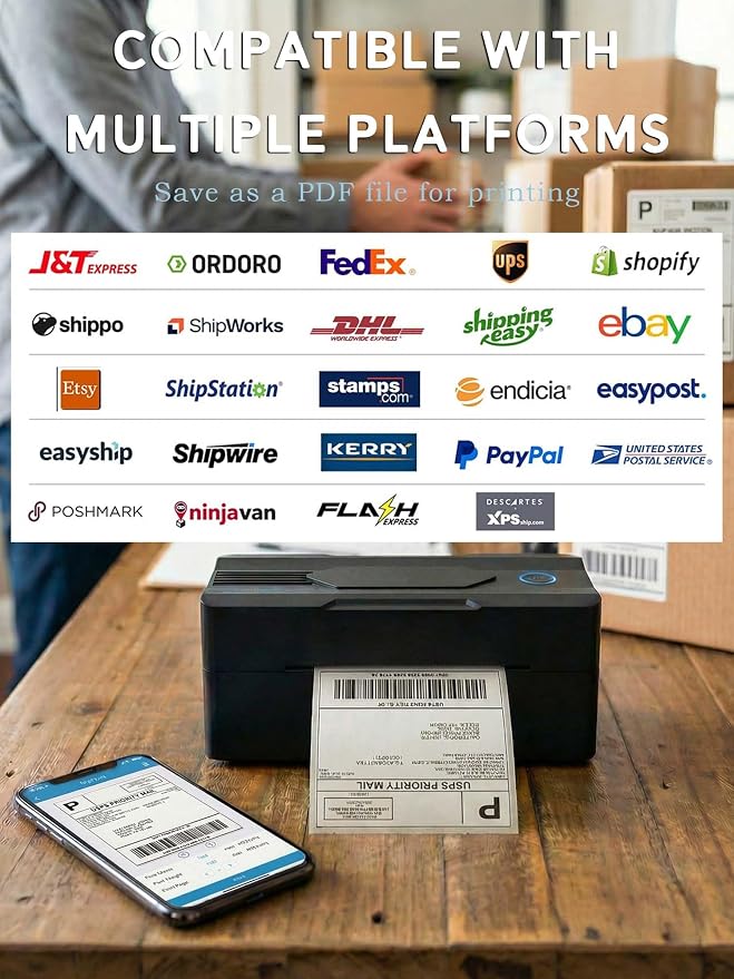 Forc Bluetooth Thermal Shipping Label Printer, 4x6 Wireless Thermal Label - Image 6